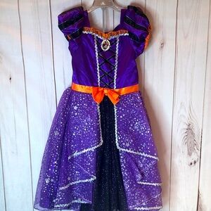 Disney Minne Mouse Princess Witch Purple Orange Sparkle Costume Girls 130 7/8